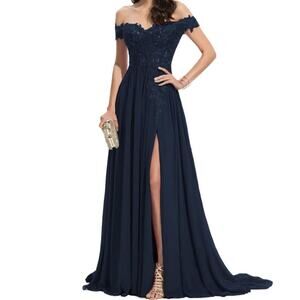 Lavetir Navy Blue Formal Ball Prom Bridesmaid Gown Dress Size 14